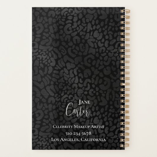 Gepersonaliseerde Elegant Black Leopard Makeup Art Planner (Achterkant)