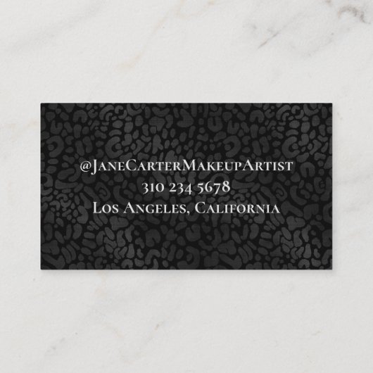 Gepersonaliseerde Elegant Black Leopard Makeup Art Visitekaartje (Achterkant)