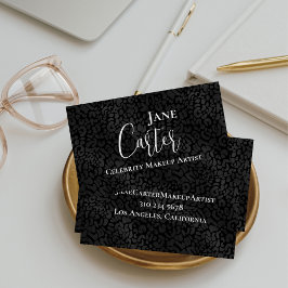 Gepersonaliseerde Elegant Black Leopard Makeup Art Visitekaartje