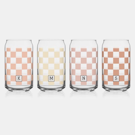 Gepersonaliseerde Elegant Check Patten Boho Shades Blikvorm Glas (Voorkant)