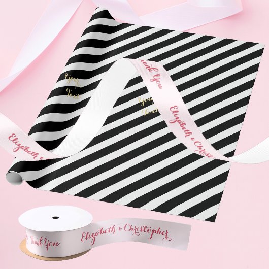 Gepersonaliseerde elegant Dank u voor het huwelijk Satijnen Lint