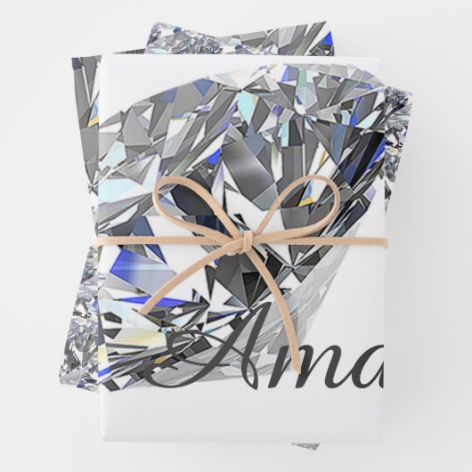 Gepersonaliseerde Elegant Diamonds Inpakpapier Vel (In situ)