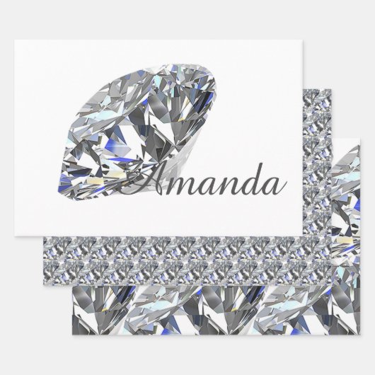 Gepersonaliseerde Elegant Diamonds Inpakpapier Vel (Set)