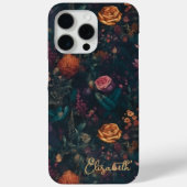 Gepersonaliseerde Elegant Donker Gotische Bloemen  Case-Mate iPhone Case (Achterkant)