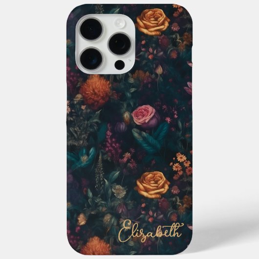 Gepersonaliseerde Elegant Donker Gotische Bloemen  Case-Mate iPhone Case (Achterkant)