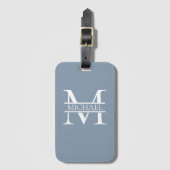 Gepersonaliseerde Elegant Dusty Blauw Monogram en Bagagelabel (Voorkant (verticaal))