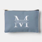 Gepersonaliseerde Elegant Dusty Blauw Monogram en  Etui (Voorkant)