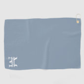 Gepersonaliseerde Elegant Dusty Blauw Monogram en Golfhanddoek (Horizontaal)