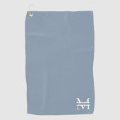 Gepersonaliseerde Elegant Dusty Blauw Monogram en Golfhanddoek (Voorkant)