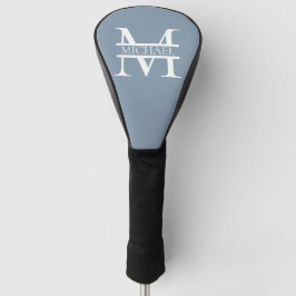Gepersonaliseerde Elegant Dusty Blauw Monogram en  Golfheadcover