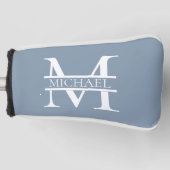 Gepersonaliseerde Elegant Dusty Blauw Monogram en  Golfheadcover (Voorkant)