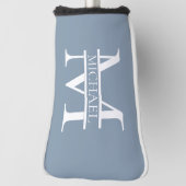 Gepersonaliseerde Elegant Dusty Blauw Monogram en  Golfheadcover (Draai 90)