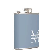 Gepersonaliseerde Elegant Dusty Blauw Monogram en  Heupfles (Rechts)