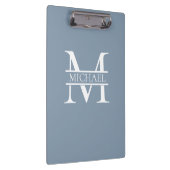 Gepersonaliseerde Elegant Dusty Blauw Monogram en Klembord (Rechts)