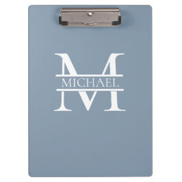 Gepersonaliseerde Elegant Dusty Blauw Monogram en  Klembord