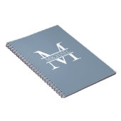 Gepersonaliseerde Elegant Dusty Blauw Monogram en  Notitieboek (Rechterzijde)
