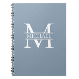 Gepersonaliseerde Elegant Dusty Blauw Monogram en  Notitieboek