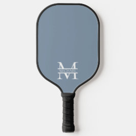 Gepersonaliseerde Elegant Dusty Blauw Monogram en  Pickleball Paddle
