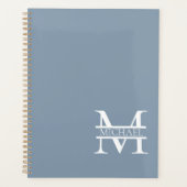 Gepersonaliseerde Elegant Dusty Blauw Monogram en Planner (Voorkant)