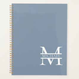 Gepersonaliseerde Elegant Dusty Blauw Monogram en  Planner