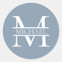 Gepersonaliseerde Elegant Dusty Blauw Monogram en