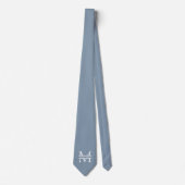 Gepersonaliseerde Elegant Dusty Blauw Monogram en Stropdas (Voorkant)