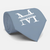 Gepersonaliseerde Elegant Dusty Blauw Monogram en  Stropdas (Opgerold)