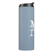 Gepersonaliseerde Elegant Dusty Blauw Monogram en Thermosbeker (Gedraaid links)
