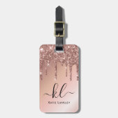Gepersonaliseerde Elegant Faux Roos Gold Glitter D Bagagelabel (Voorkant verticaal)