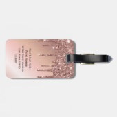 Gepersonaliseerde Elegant Faux Roos Gold Glitter D Bagagelabel (Achterkant horizontaal)
