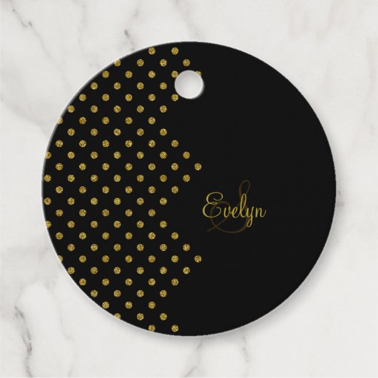 Gepersonaliseerde Elegant Glitter Gold Favoriet Ta Bedankjes Labels (Voorkant)