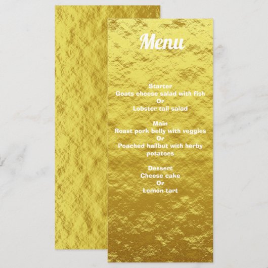 Gepersonaliseerde Elegant Gold Wedding Dinner Menu Kaart (Voorkant / Achterkant)