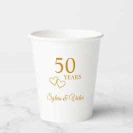 Gepersonaliseerde Elegant Golden 50th Jubileum Par Papieren Bekers