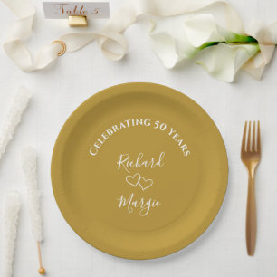 Gepersonaliseerde Elegant Golden 50th Jubileum Par Papieren Bordje