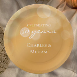 Gepersonaliseerde Elegant Golden 50th Jubileum Par Papieren Bordje