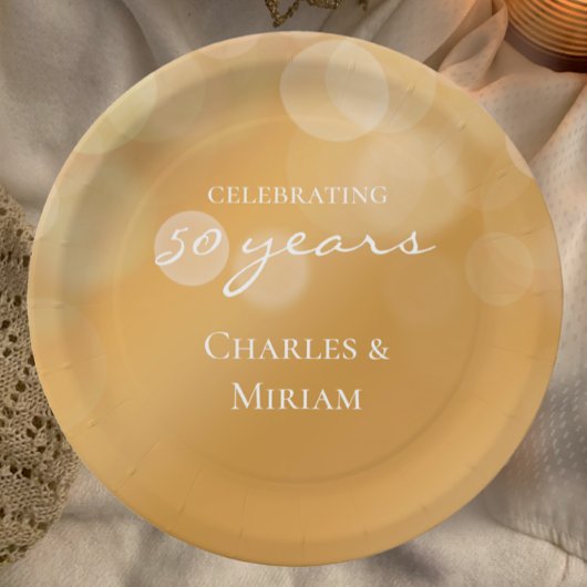 Gepersonaliseerde Elegant Golden 50th Jubileum Par Papieren Bordje