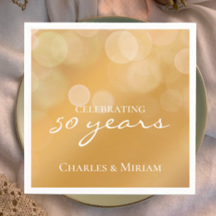 Gepersonaliseerde Elegant Golden 50th Jubileum Par Servet