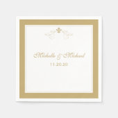 Gepersonaliseerde Elegant Goud Wit Fleur de Lis Servetten (Voorkant)