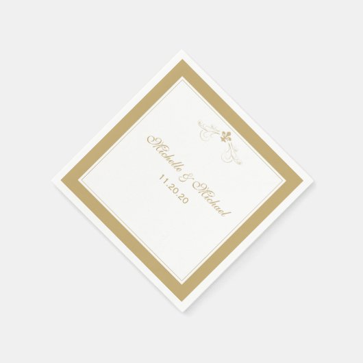 Gepersonaliseerde Elegant Goud Wit Fleur de Lis Servetten (Hoek)