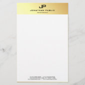 Gepersonaliseerde Elegant Goud Wit Sjabloon Modern Briefpapier (Voorkant)