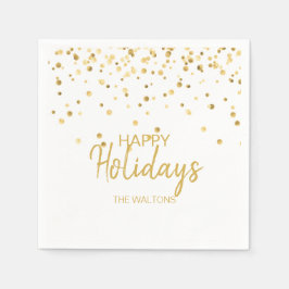 Gepersonaliseerde Elegant Gouden Confetti Prettige Servet