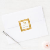 Gepersonaliseerde Elegant Gouden Hout 50e Jubileum Vierkante Sticker (Envelop)