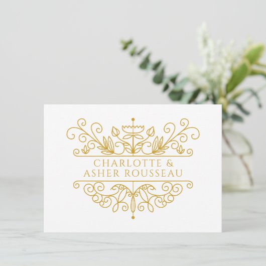 Gepersonaliseerde Elegant Gouden Paar Notitiekaartje (Staand voorkant)