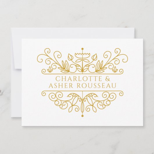 Gepersonaliseerde Elegant Gouden Paar Notitiekaartje (Voorkant)