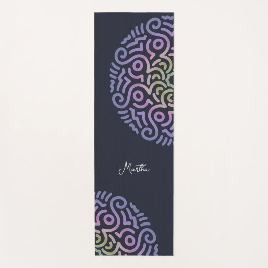 Gepersonaliseerde Elegant Gradient Mandala Navy Bl Yogamat (Voorkant)