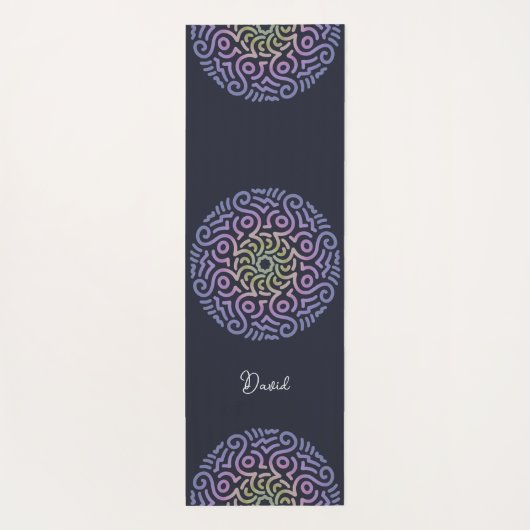 Gepersonaliseerde Elegant Gradient Mandala Navy Bl Yogamat (Achterkant)
