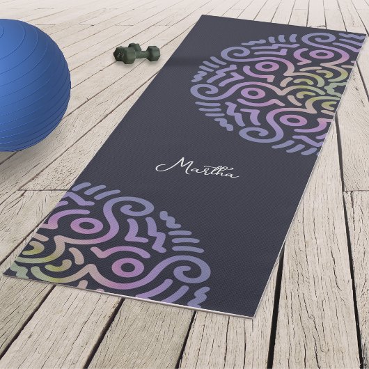 Gepersonaliseerde Elegant Gradient Mandala Navy Bl Yogamat