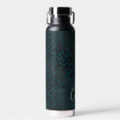 Gepersonaliseerde Elegant Green Black Leopard Waterfles (Voorkant)