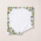 Gepersonaliseerde Elegant Greenery Floral Paars Bad Handdoek (Wasdoekje)