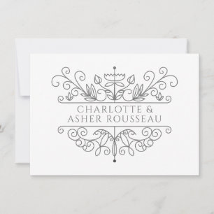 Gepersonaliseerde Elegant Grey Lijst Passen getrou Notitiekaartje